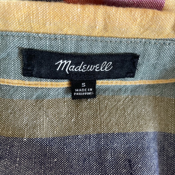 Madewell Short Sleeve Tie Front Rainbow Striped Button Up Shirt Small - Picture 3 of 8